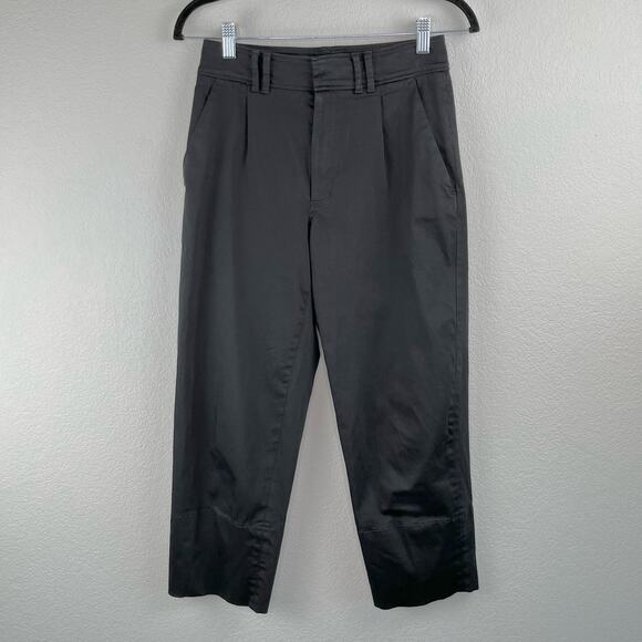 AYR The Me Time Black Pleated Relaxed Fit Chino Cropped Trouser Pants 2 - Picture 13 of 14